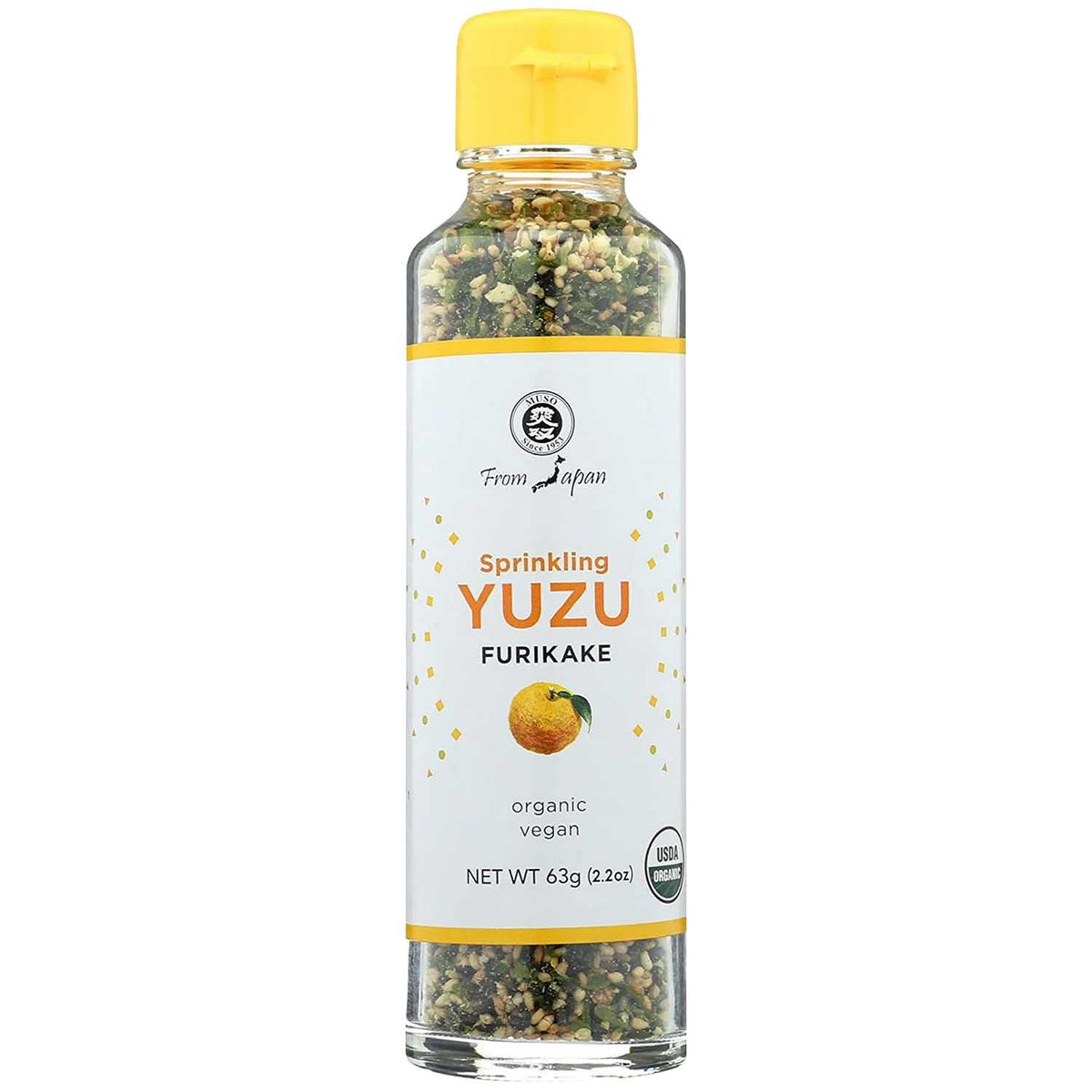 Muso From Japan yuzu furikake bottle front view for vibrant sushi toppings