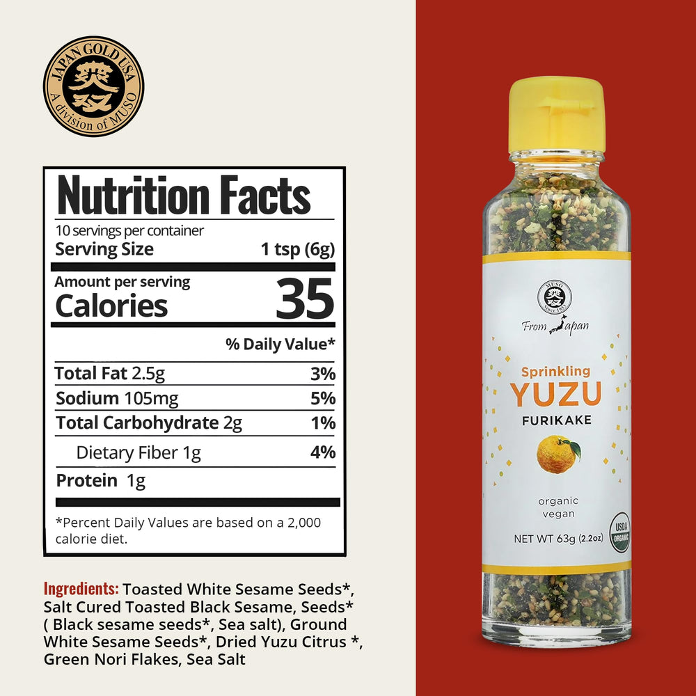 Muso From Japan yuzu furikake ingredients close-up showing organic components