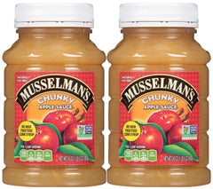 Musselman's Chunky Apple Sauce front view in a 24 oz jar, perfect for quick snacks.
