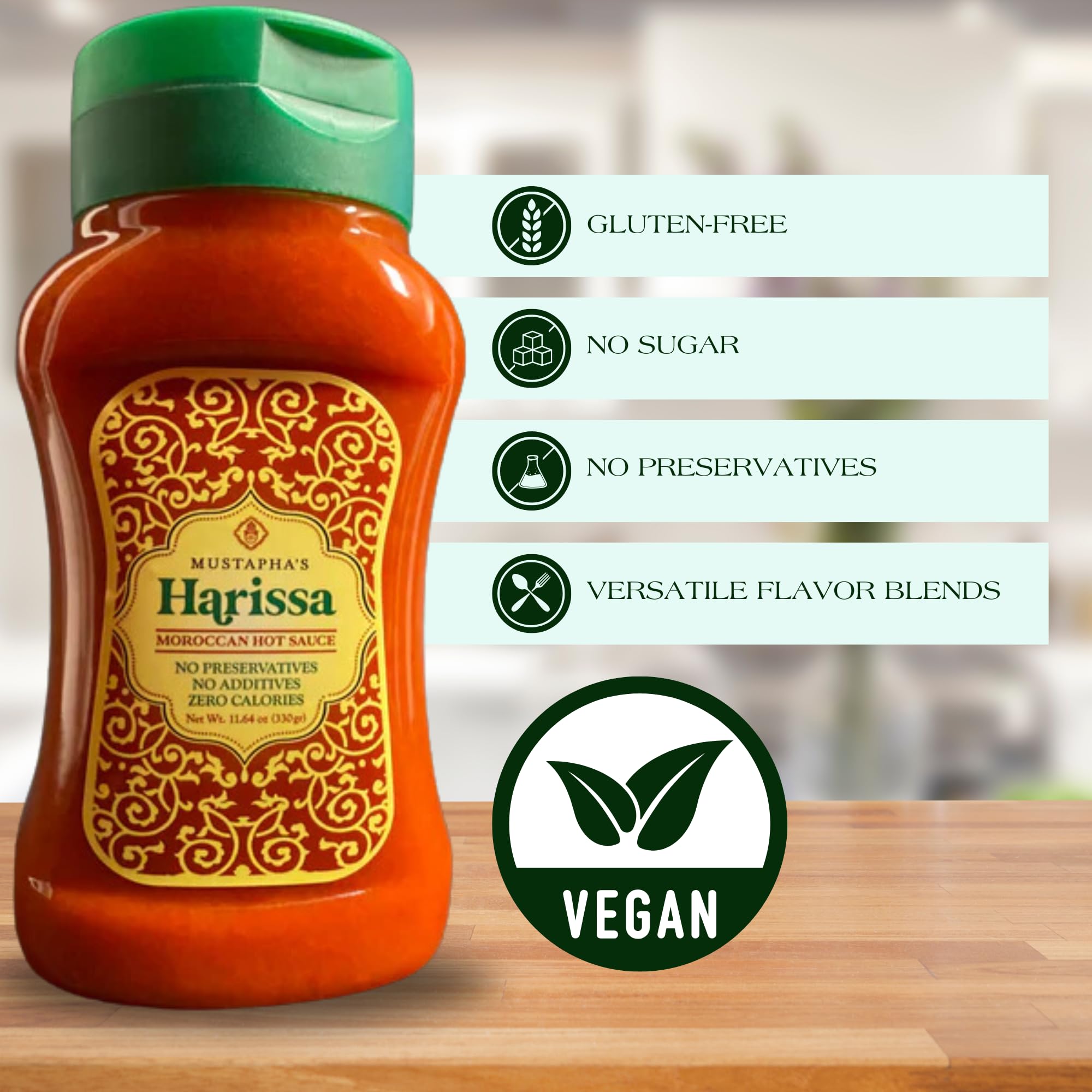Mustapha's Harissa ingredients highlight non-GMO sunflower oil for clean cooking
