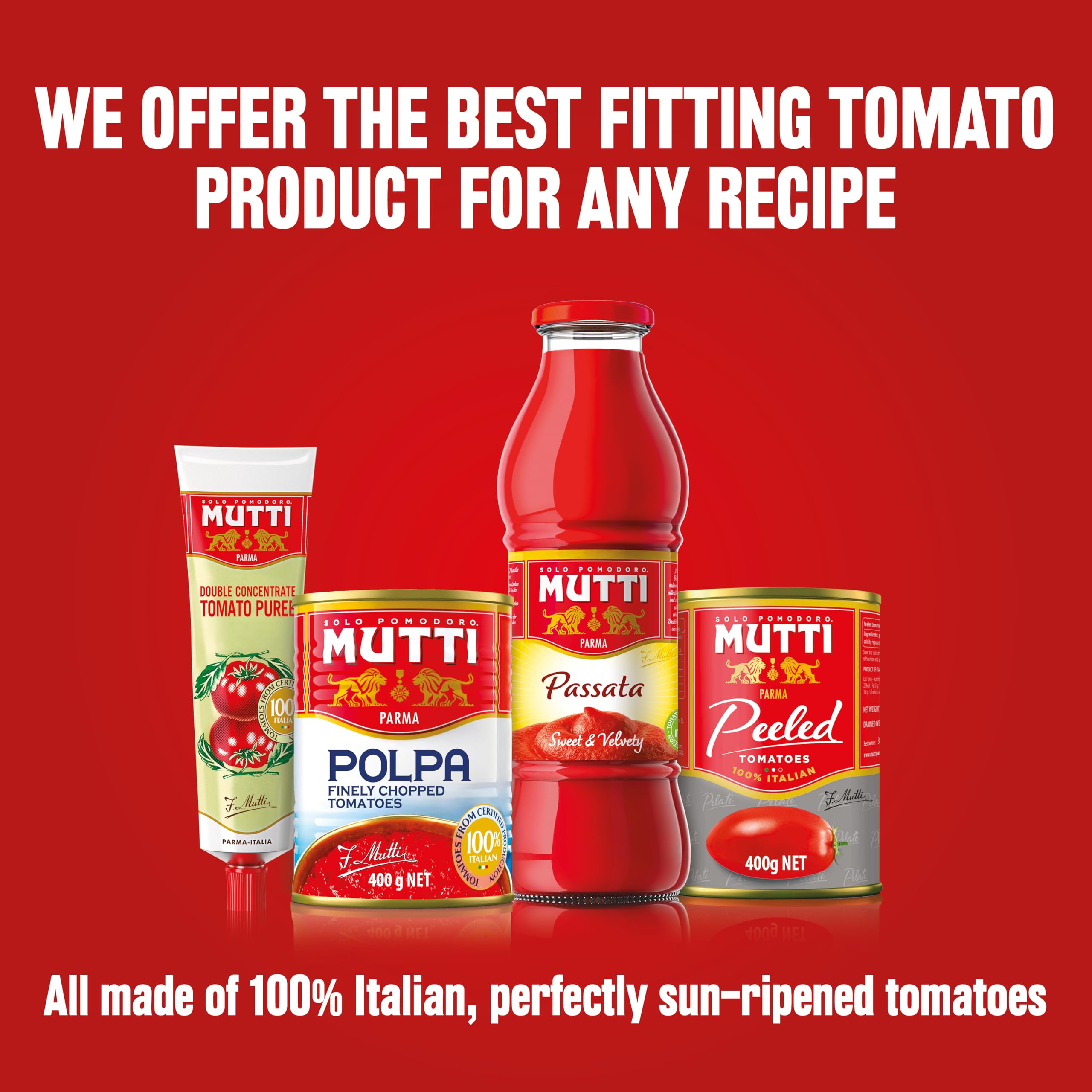 Mutti Polpa tomatoes ready for bruschetta topping or gazpacho base.