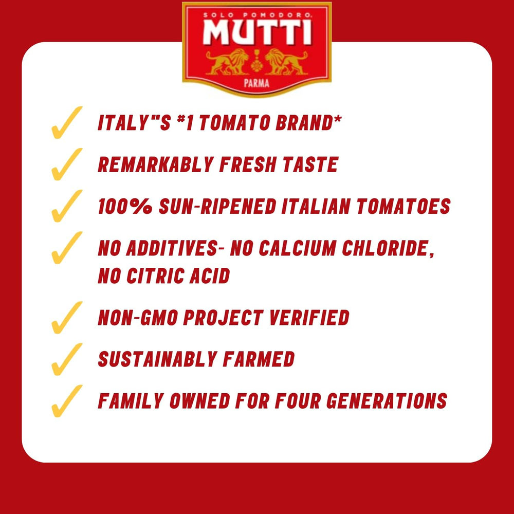 Mutti tomato puree basil passata pantry hero for sauces, soups, and stews.