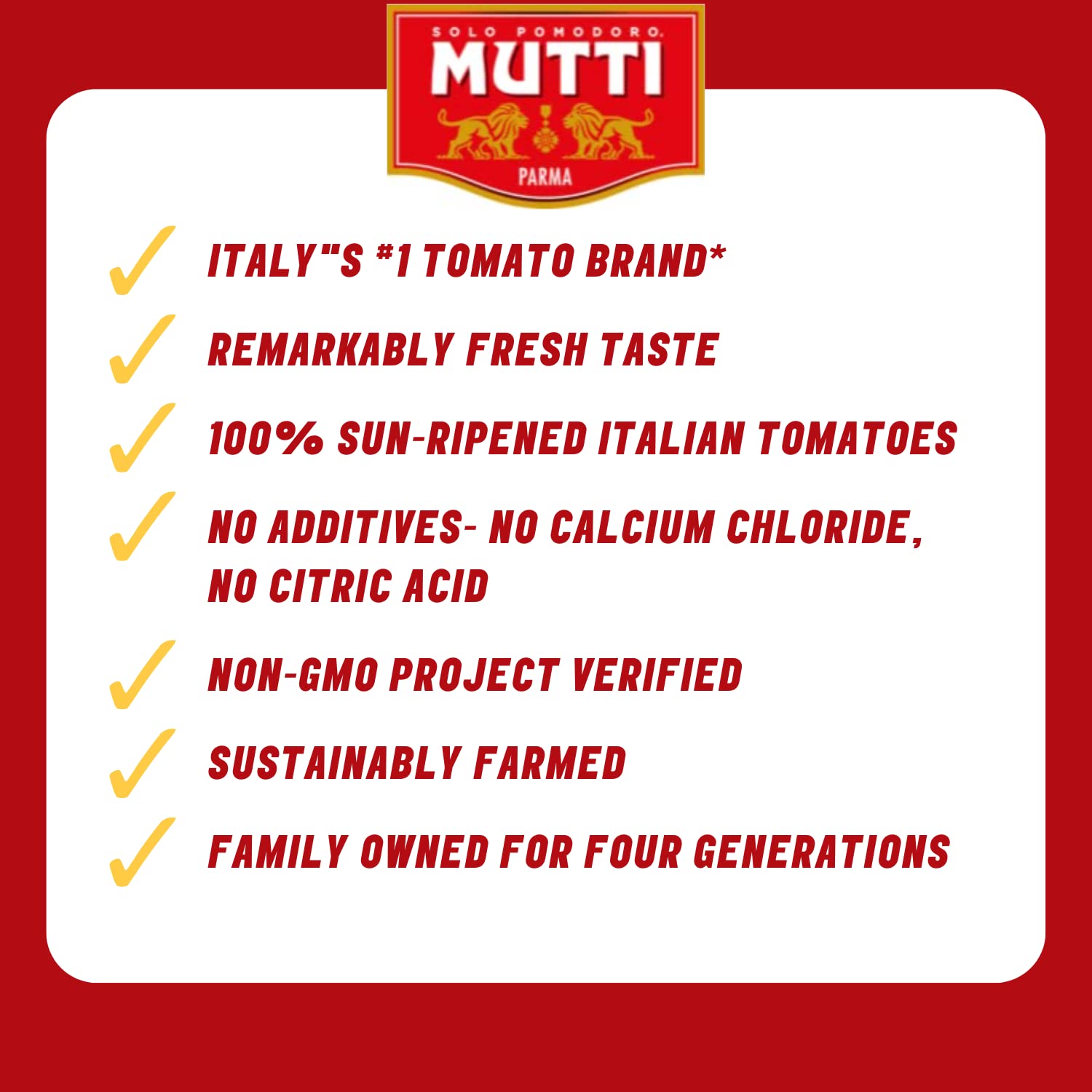 Mutti tomato puree passata six-pack outer box presents clean recyclable packaging.