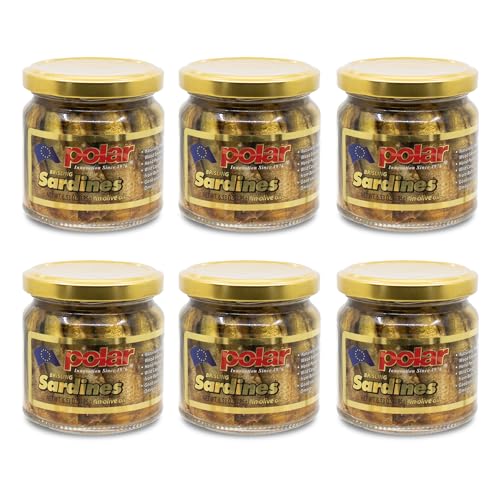 MW Polar Brisling sardines in olive oil six-pack jars ready for quick omega-3 meals