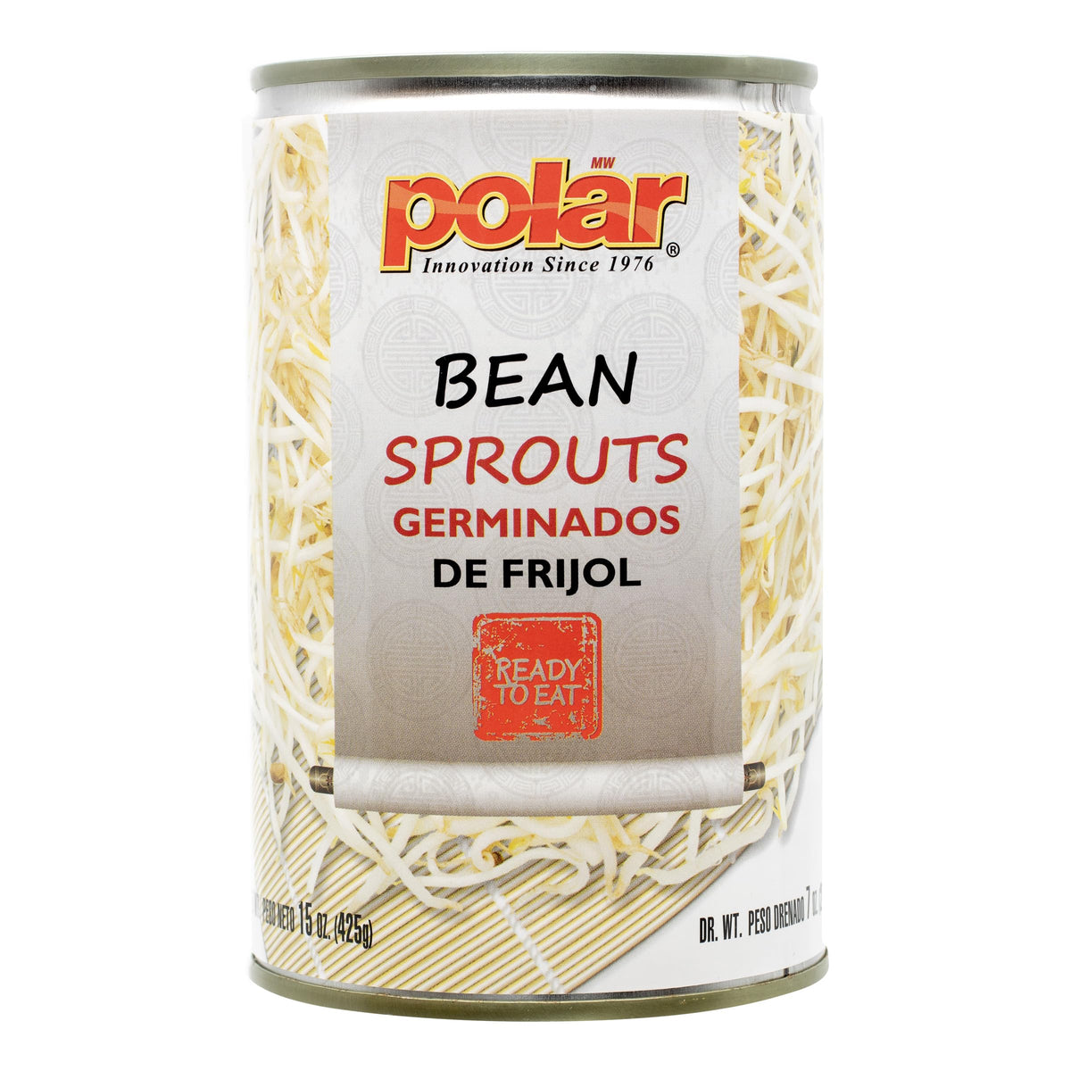 MW Polar bean sprouts close-up in can showing crisp salad-ready texture.