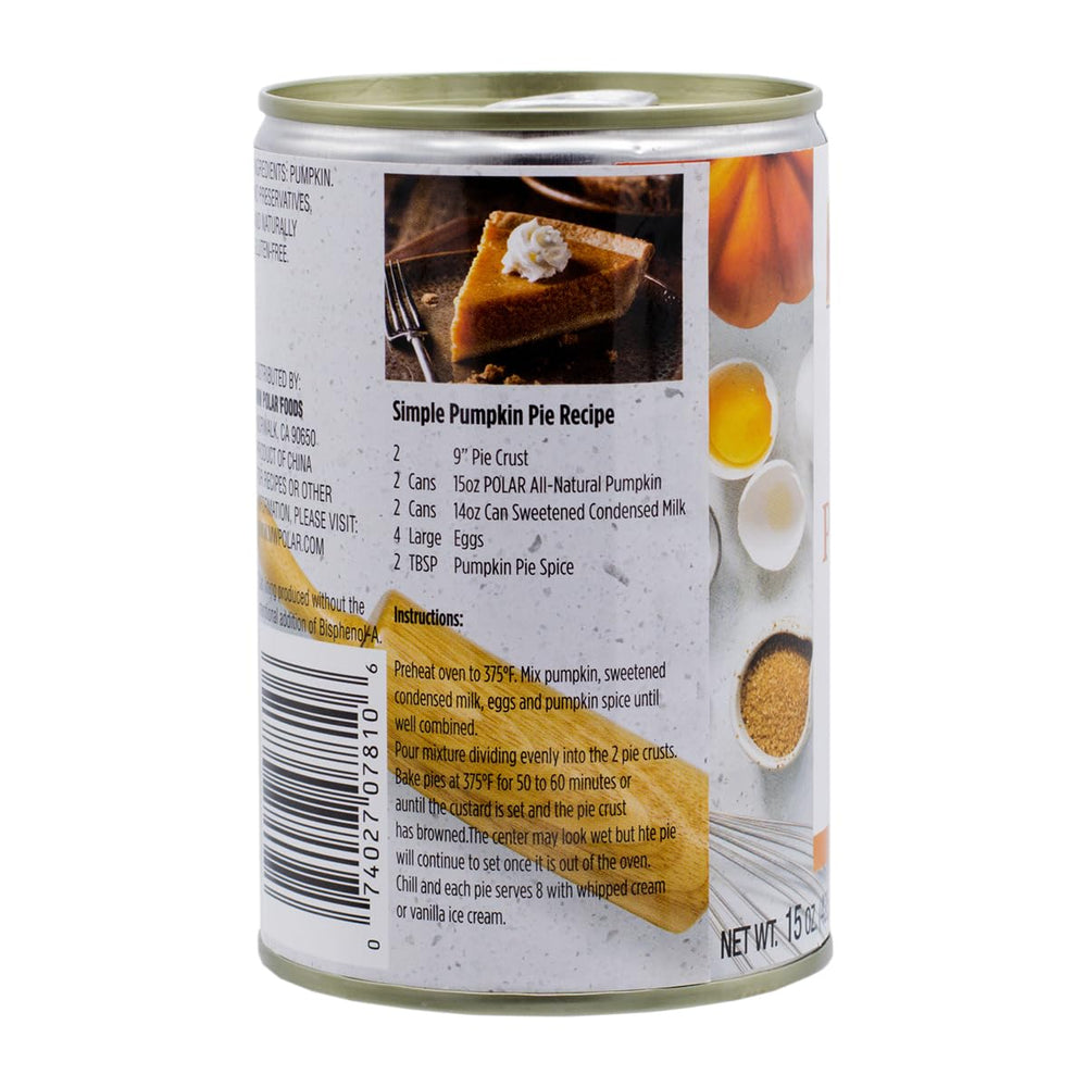MW Polar Pumpkin puree used as pie filling for autumn desserts