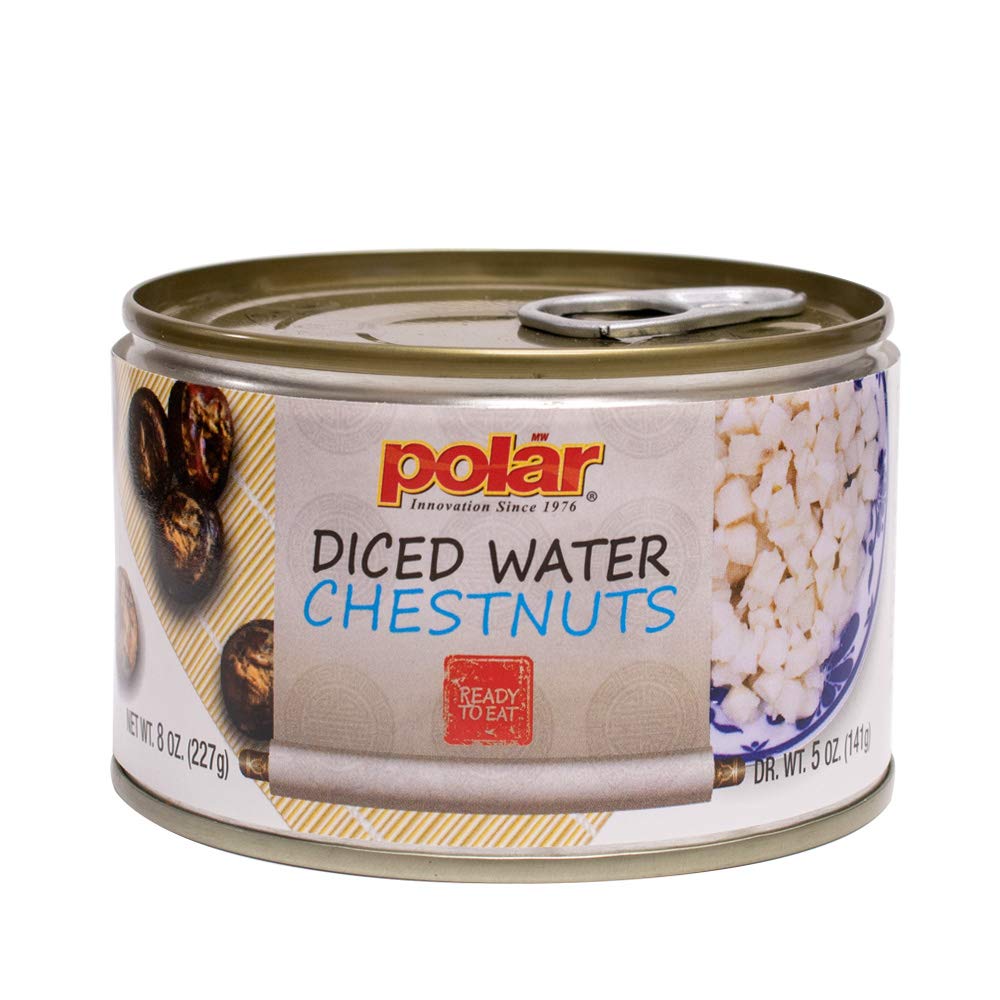MW Polar water chestnuts diced 8oz close-up showing crisp texture for stir-fries.