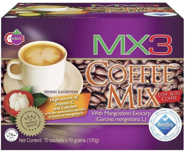 MX3 Mangosteen Coffee Mix sachets ready to brew for a tasty morning energy boost