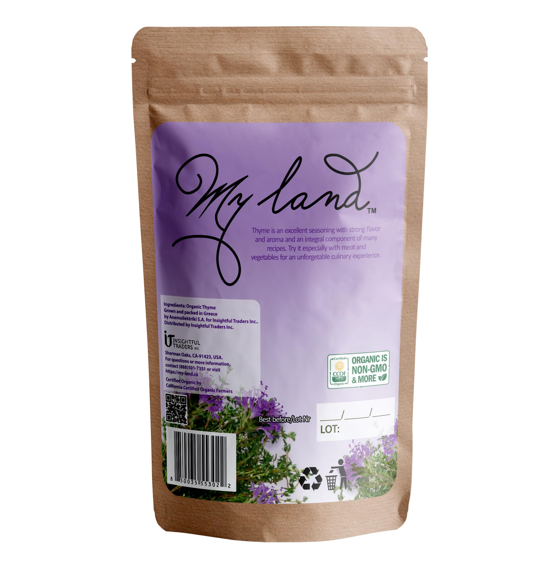 MY LAND thyme leaves fresh green color highlights vibrant, high-quality herb.