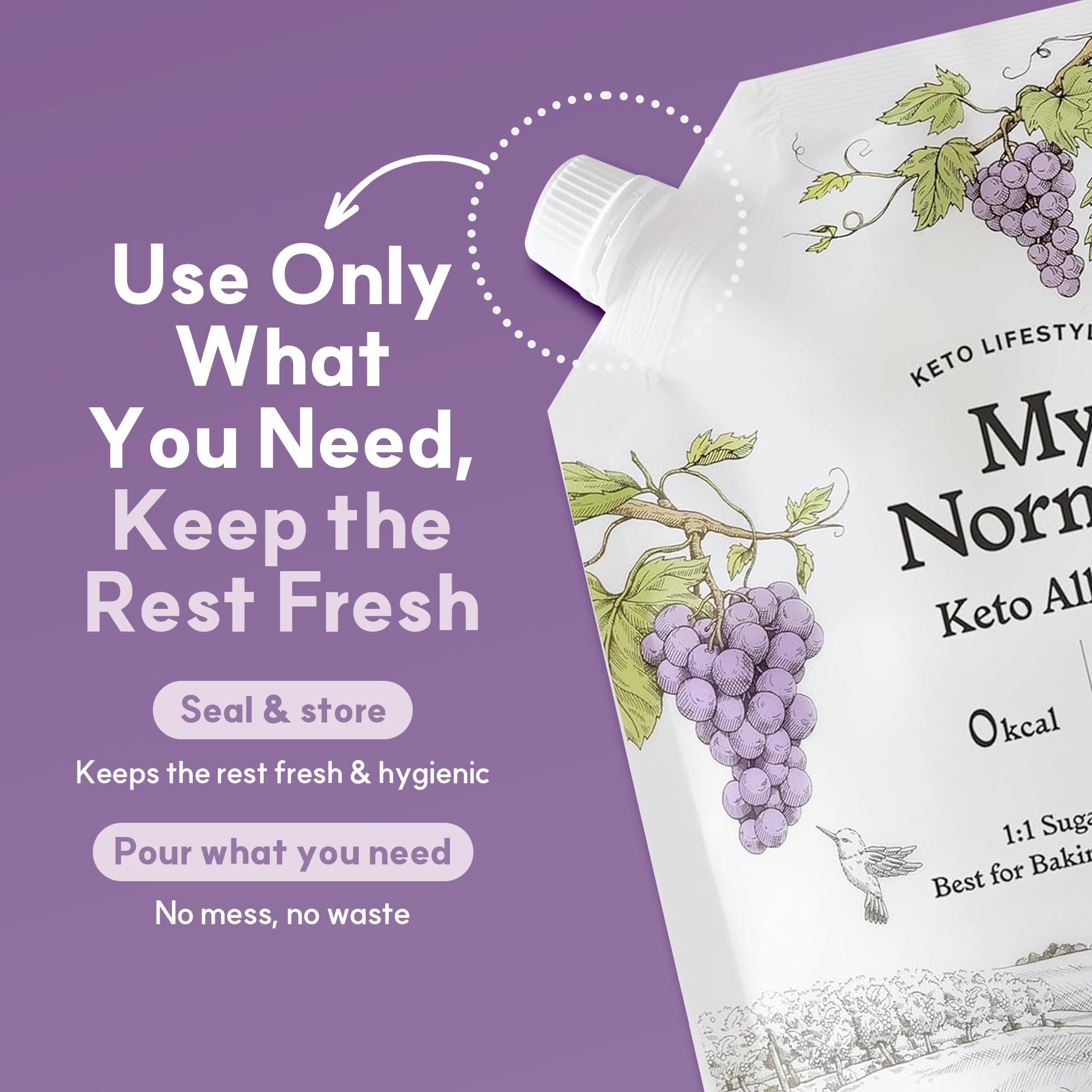 My Normal keto-friendly sweetener offers sugar-free flavor in beverages and desserts.