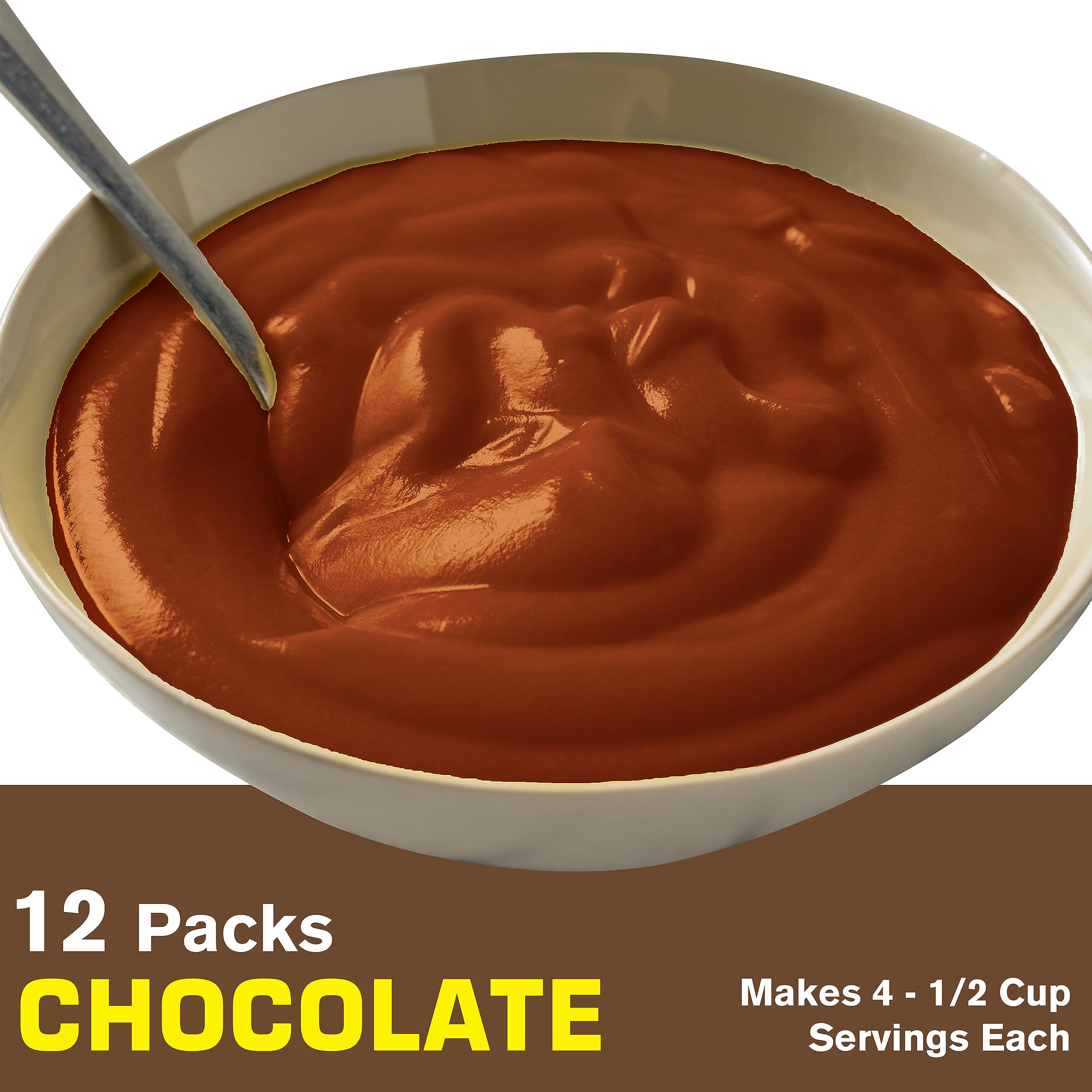 My-T-Fine chocolate pudding stirred in a bowl for a creamy treat.