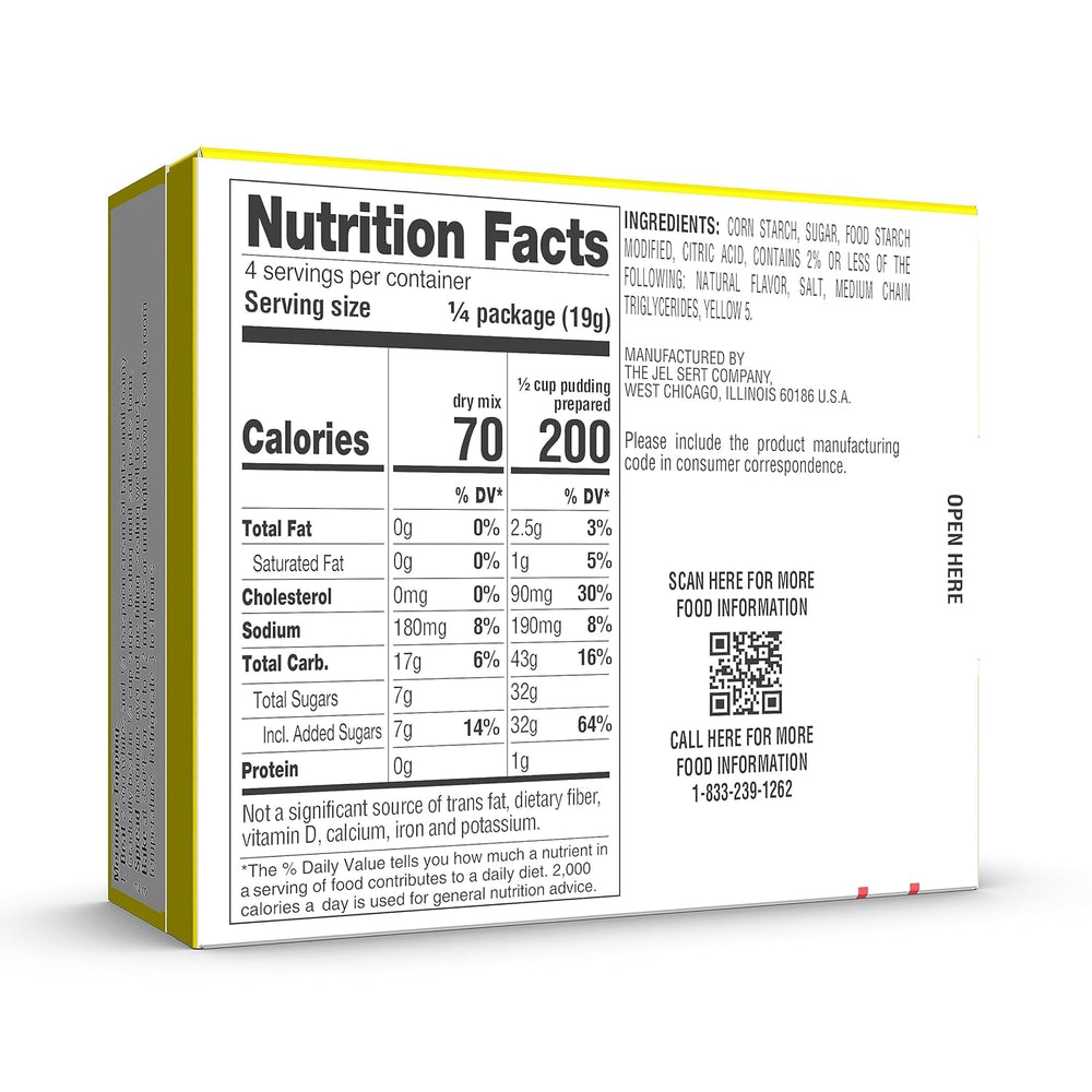 My-T-Fine lemon pudding pack back with nutritional and Kosher certification details.