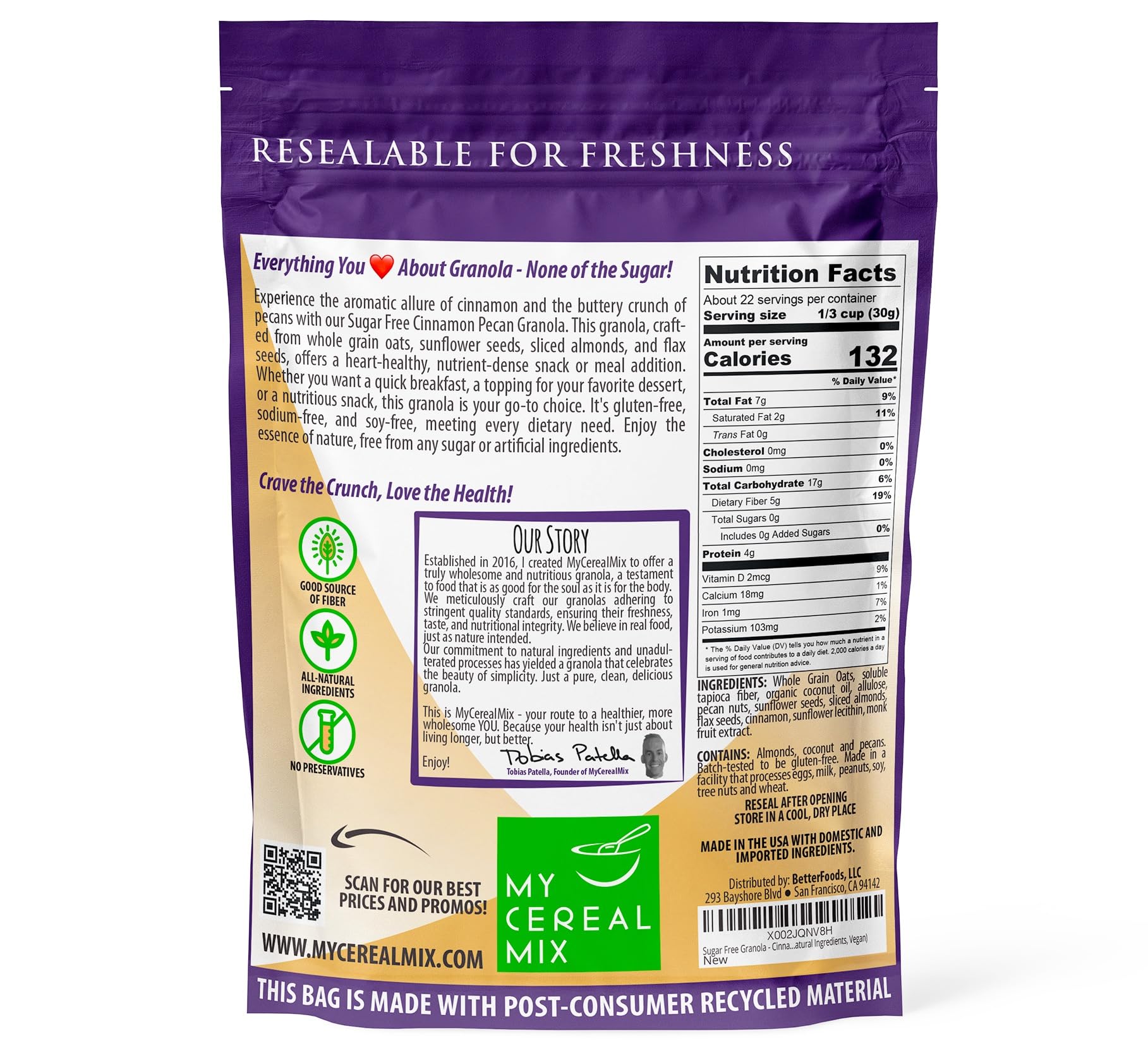 MyCerealMix Cinnamon Pecan granola crunch, great as a yogurt topping.