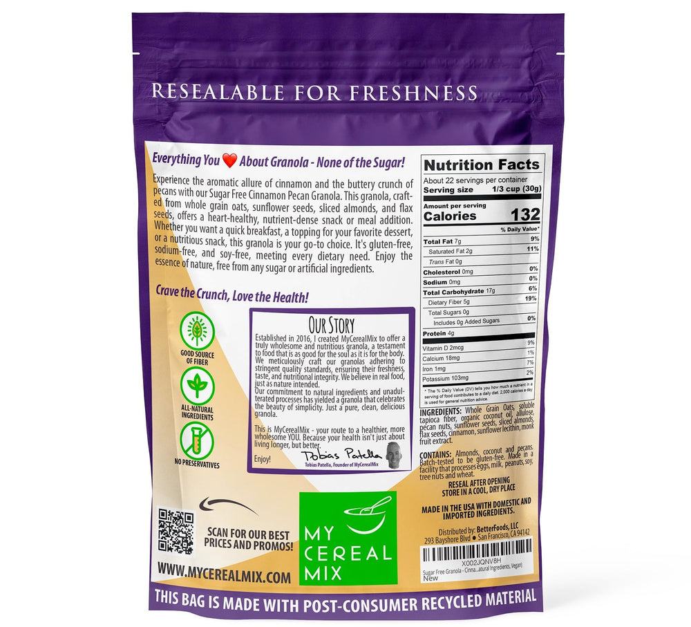 MyCerealMix Cinnamon Pecan granola crunch, great as a yogurt topping.