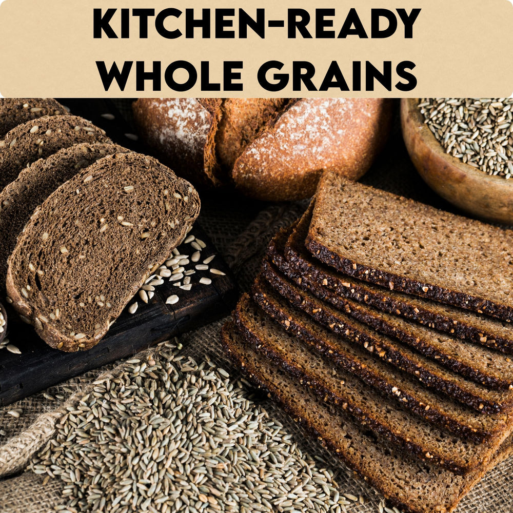 Myco Buddy Rye Berries resealable packaging emphasizing freshness.