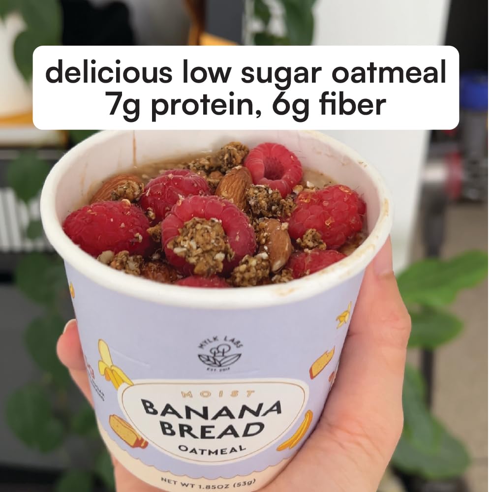 On-the-go breakfast solution with MYLK LABS Banana Nut Oatmeal Cup.
