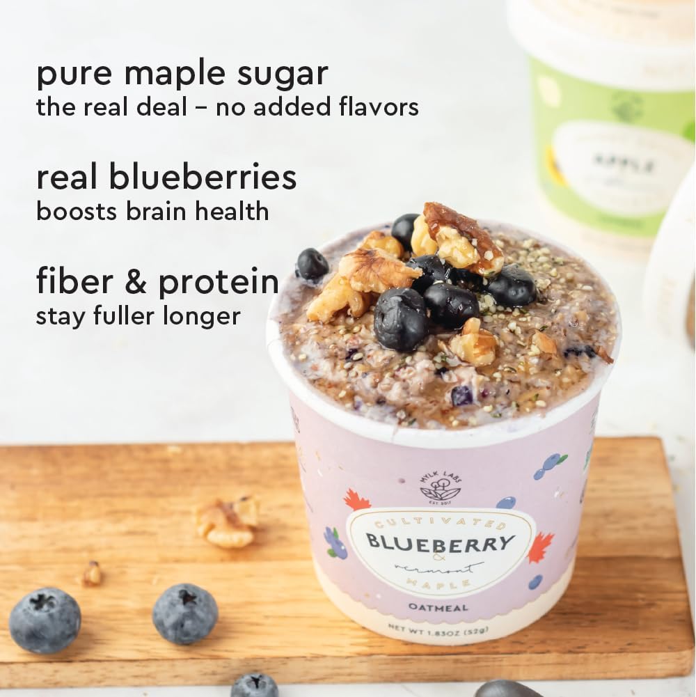 On-the-go MYLK LABS Oatmeal Cup in a bag for travel-ready nutrition.