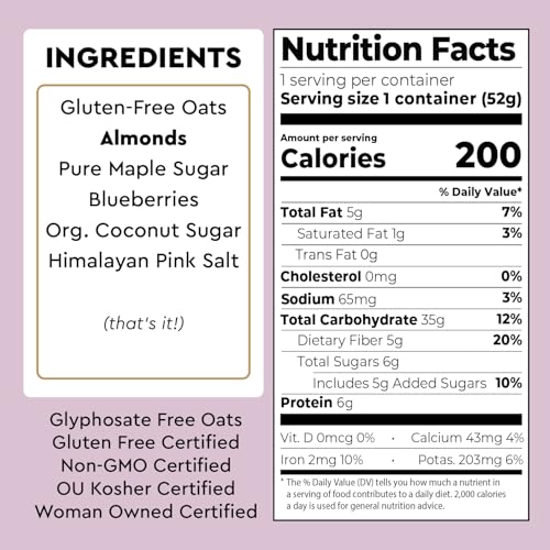 Close-up thick creamy texture in MYLK LABS Blueberry Maple Oatmeal.