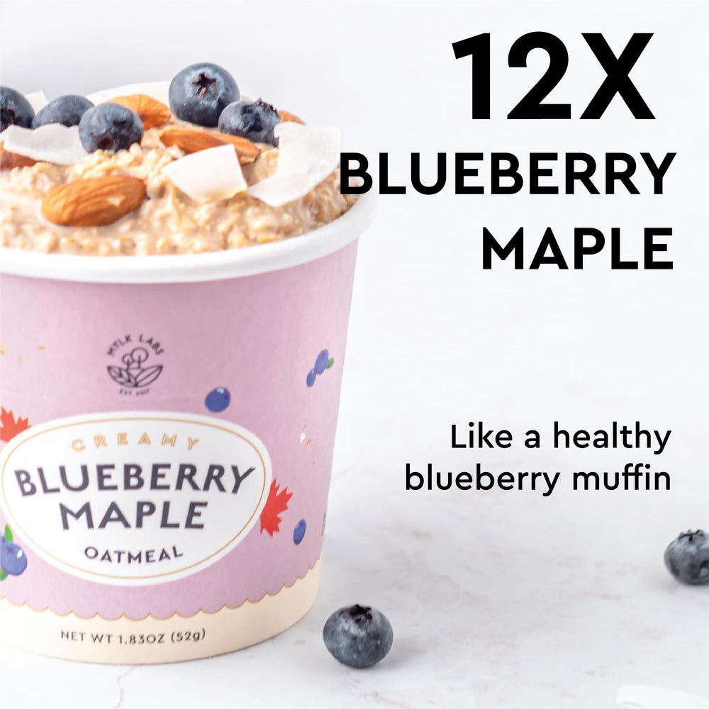 MYLK LABS Blueberry Maple Oatmeal Cup real blueberries highlight natural fruit flavor