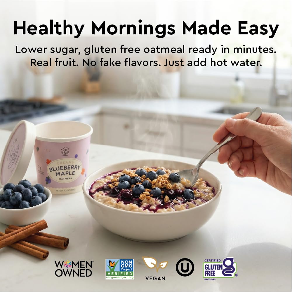 MYLK LABS Maple Strawberry Cup combines real fruit with gluten-free oats for a filling start.
