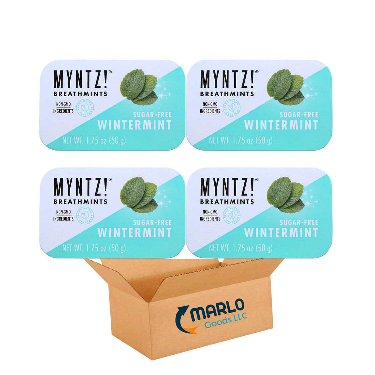 Myntz Wintermint tin front view for compact breath freshness