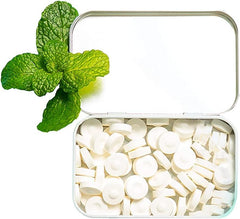 Myntz Wintermint tin open to reveal individually wrapped mints
