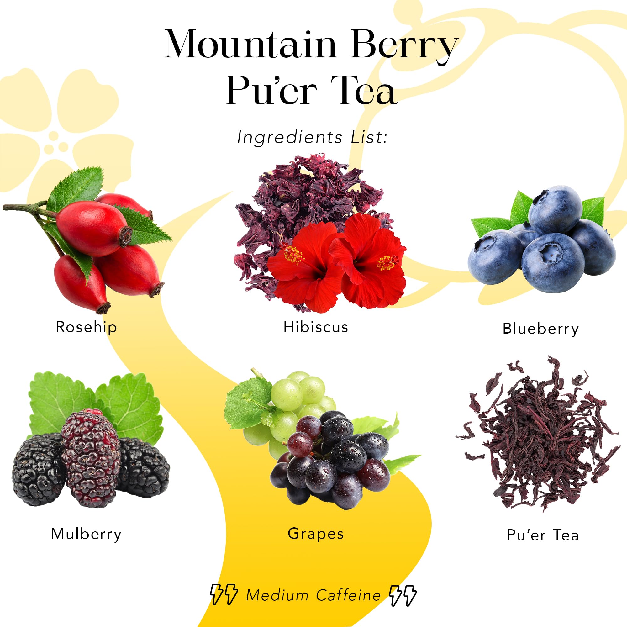 MyRoyalte Mountain Berry Pu-erh Tea loose-leaf ready to brew.