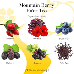 MyRoyalte Mountain Berry Pu-erh Tea loose-leaf ready to brew.
