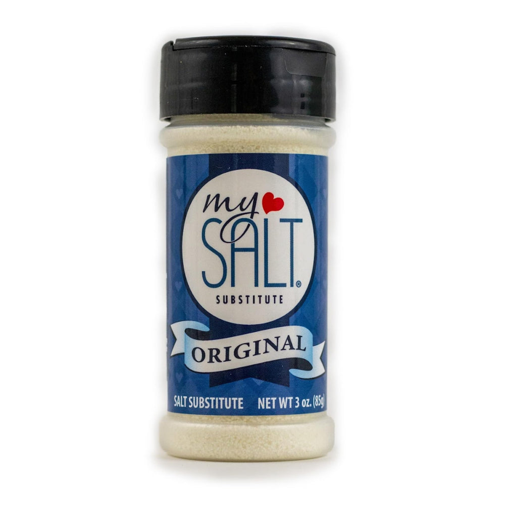 MySALT front bottle shows 0 mg sodium for a clean-label substitute.