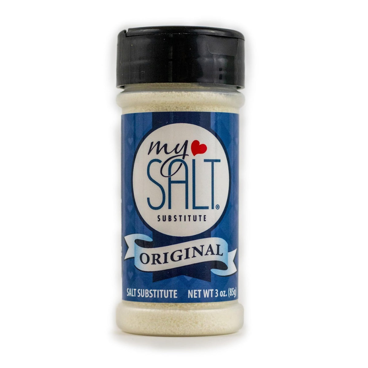 MySALT front bottle shows 0 mg sodium for a clean-label substitute.