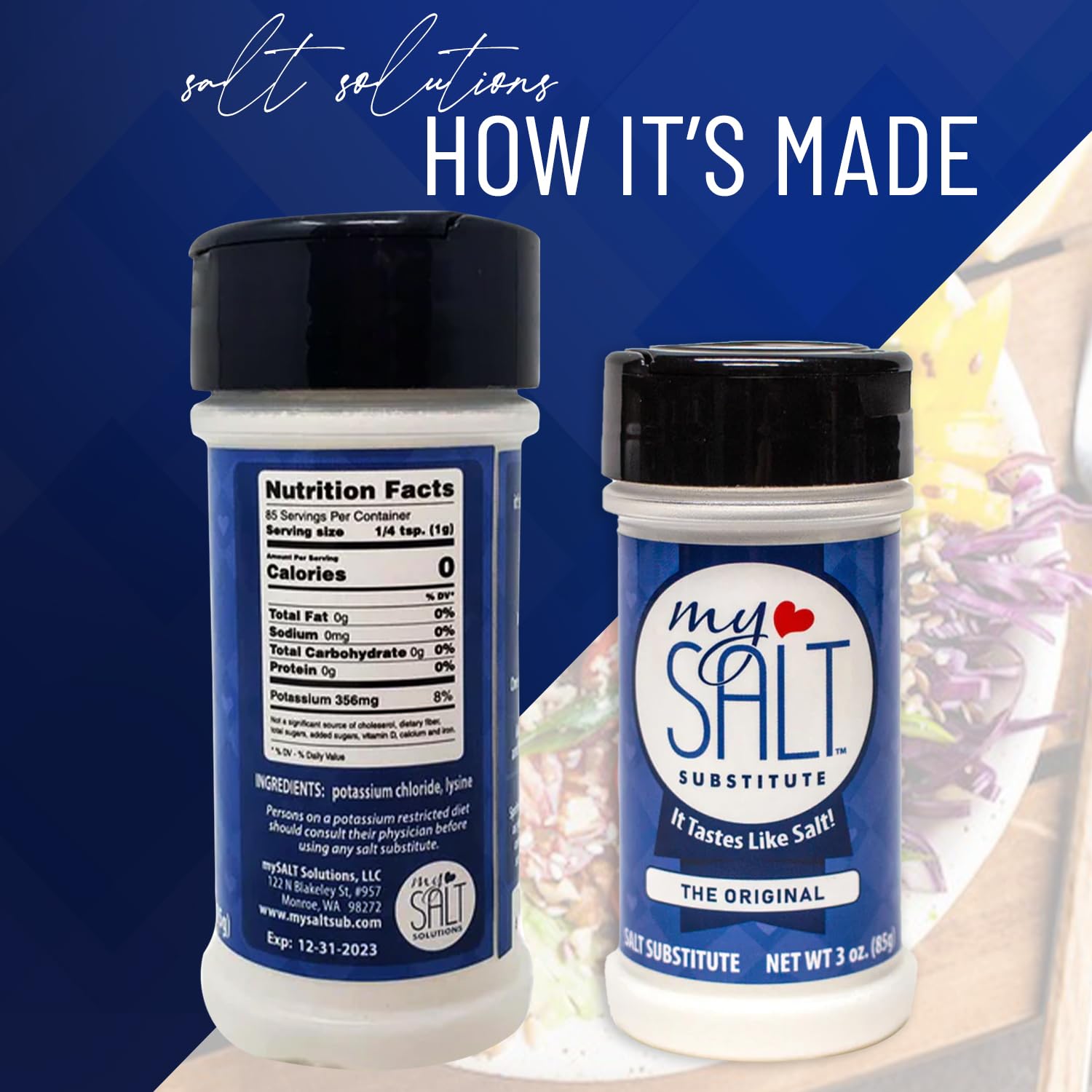 MySALT pour action demonstrates quick, tastier seasoning without bitterness.