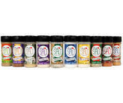 MySALT salt shaker on table suggests easy, versatile table use.