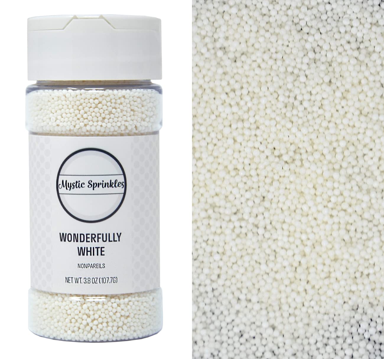 Mystic Sprinkles solid color nonpareils 3.8oz bottle convenient for quick topping