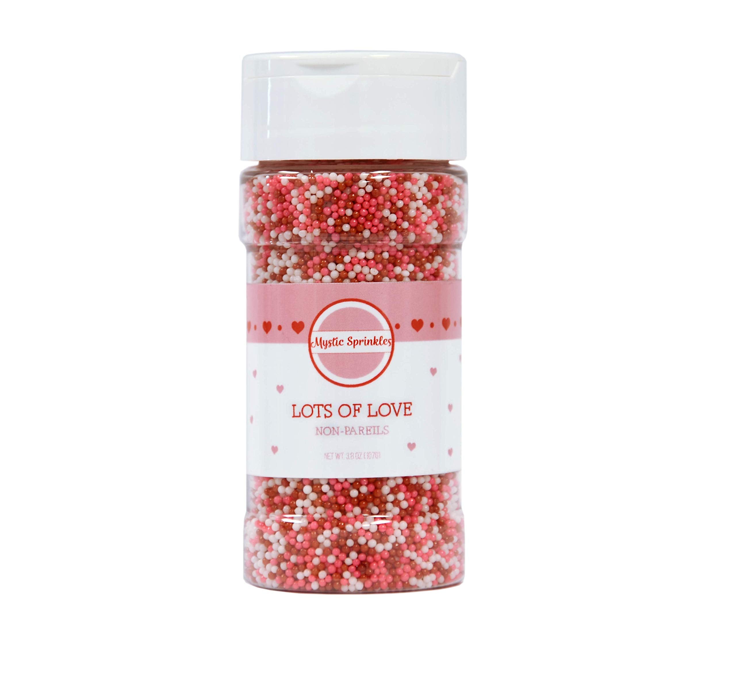 Mystic Sprinkles Valentine cupcake topping closeup shows vibrant sparkle