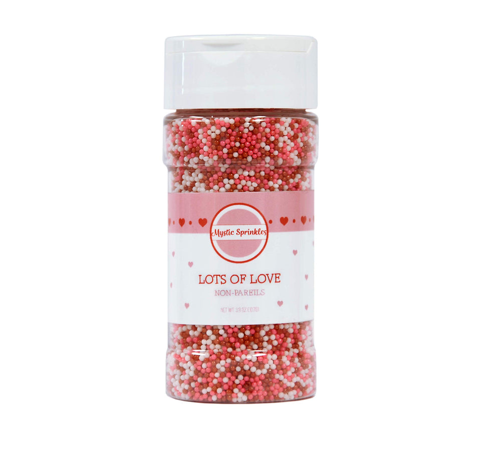 Mystic Sprinkles Valentine cupcake topping closeup shows vibrant sparkle