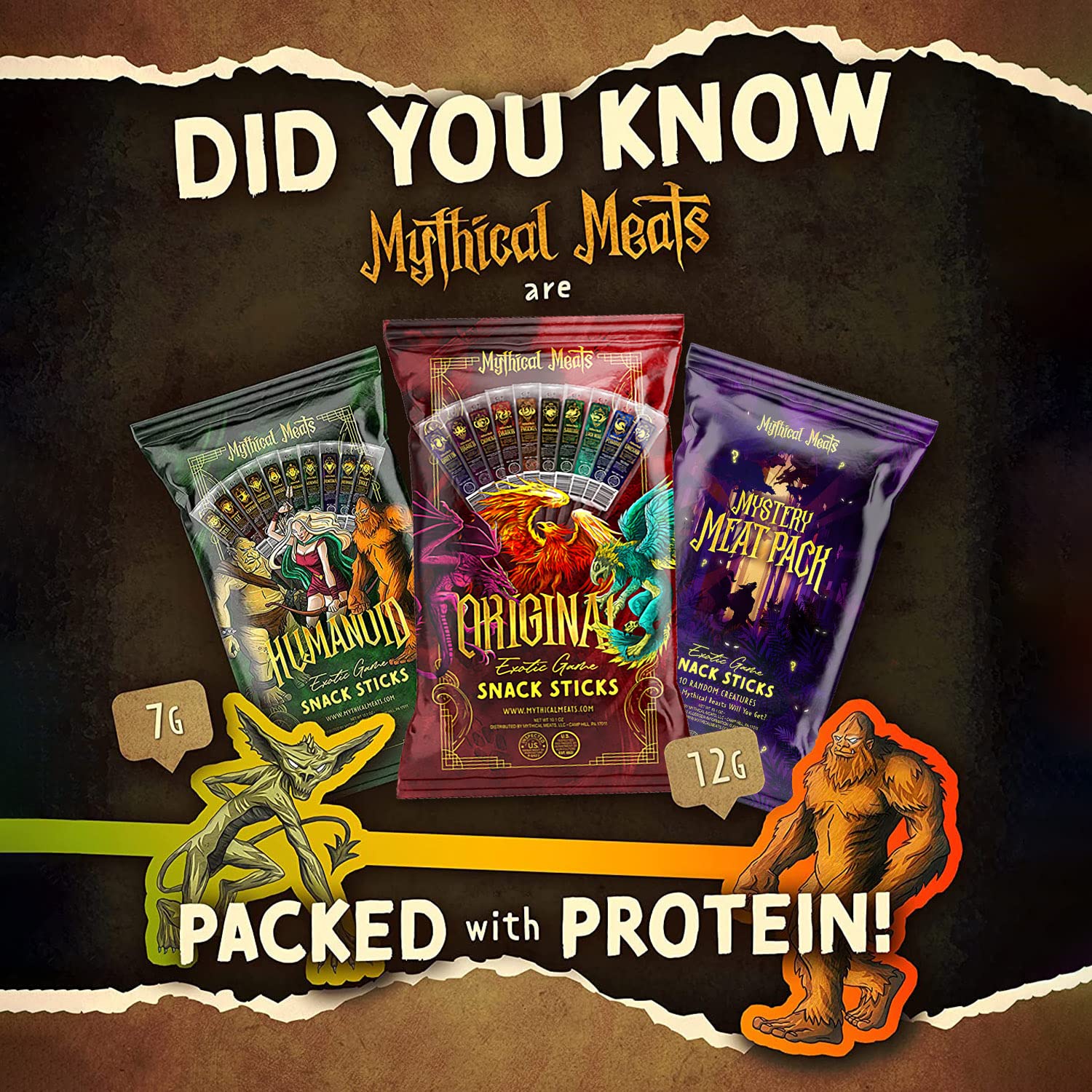 Mythical Meats nutrition facts closeup supports informed snacking.