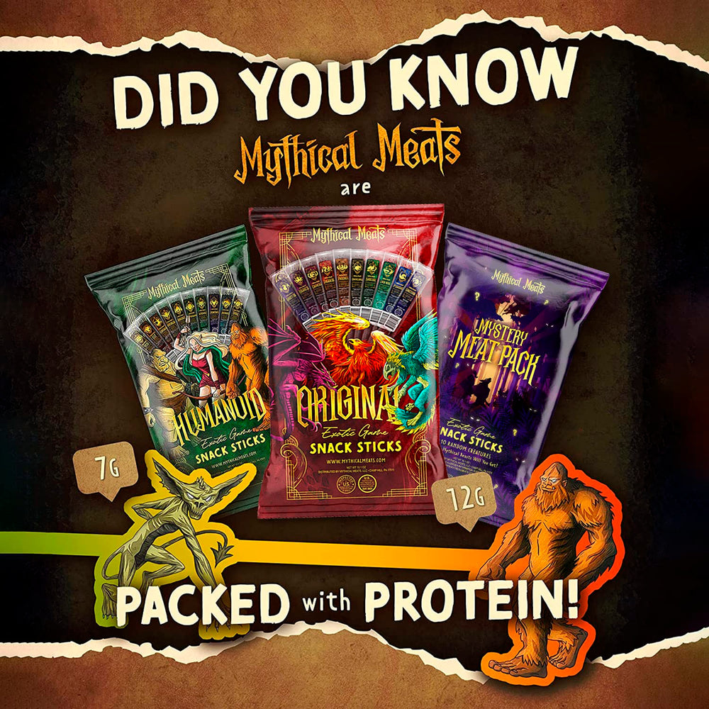 Mythical Meats nutrition facts closeup supports informed snacking.