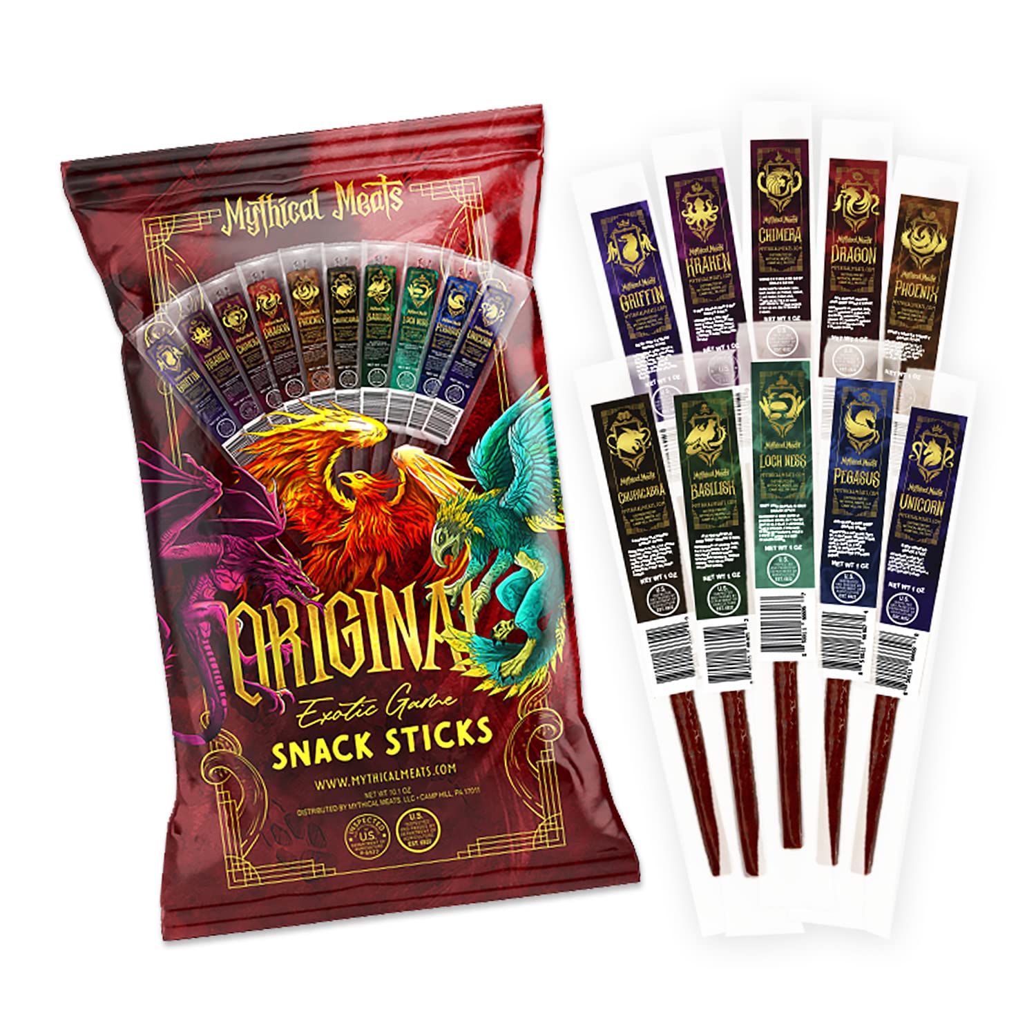 Mythical Meats Original sampler pack showcasing diverse flavors for adventurous snacking.