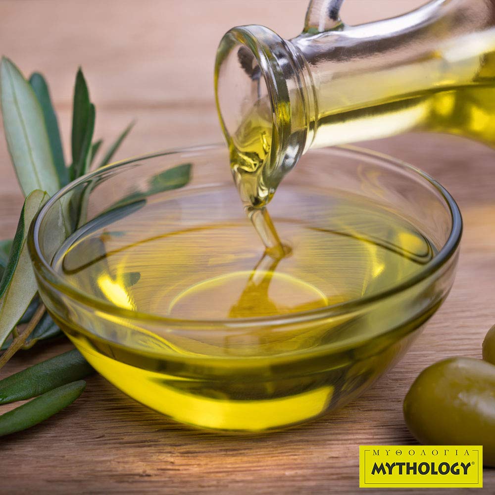 Mythology gift tin olive oil on display for gifting.