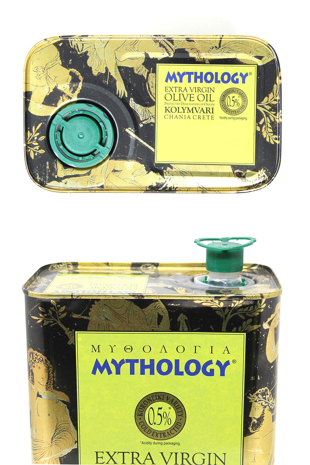 Mythology olive oil with golden-green hue for vibrant dressings.