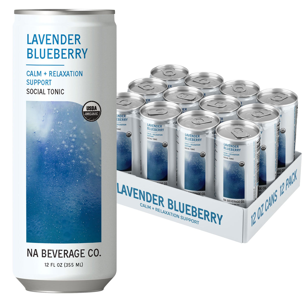 NA Beverage Social Tonic lavender blueberry can for relaxing, social sipping.