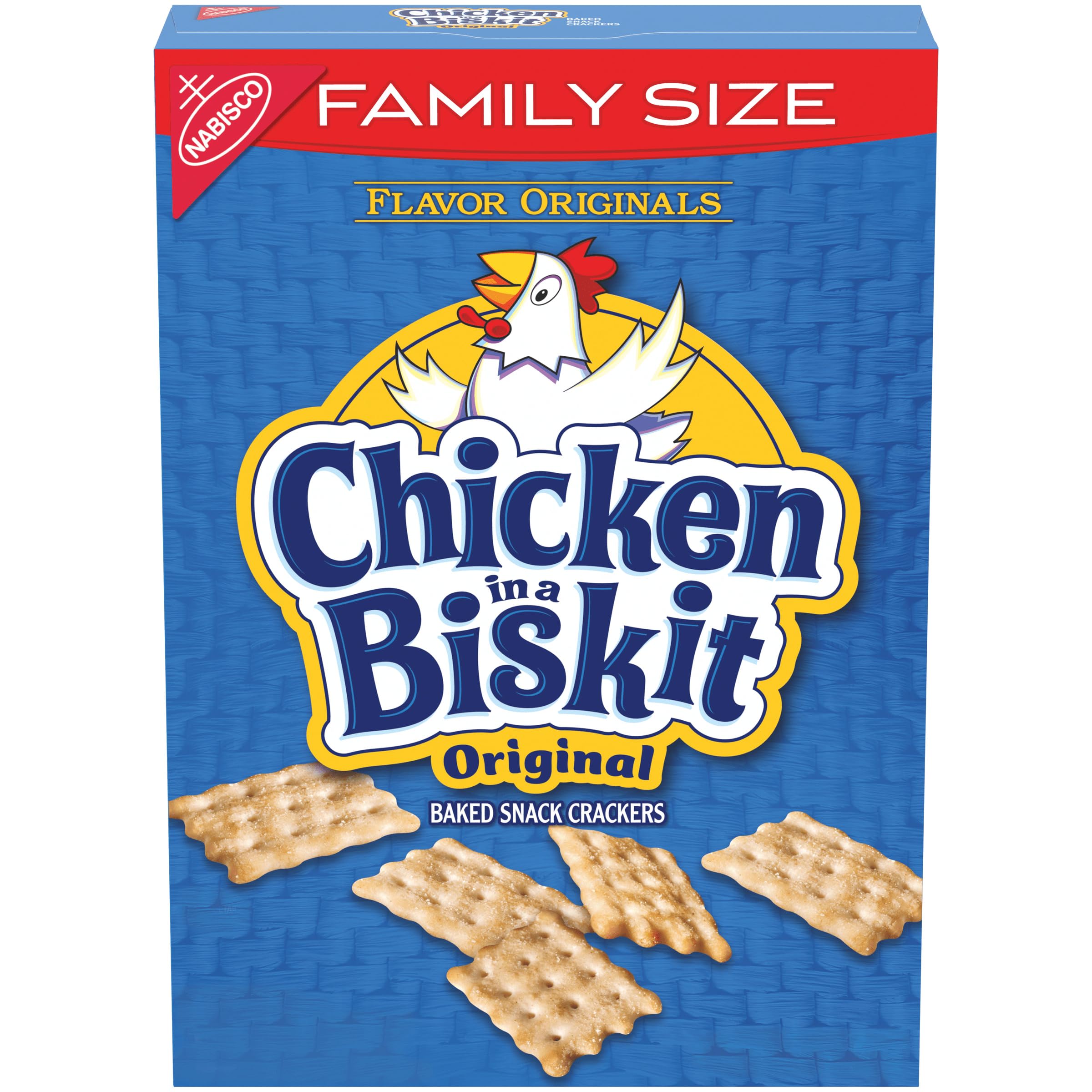 NABISCO CHICKEN IN A BISKIT box, crispy crackers ready for family snacking.
