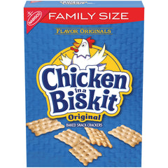 NABISCO CHICKEN IN A BISKIT box, crispy crackers ready for family snacking.