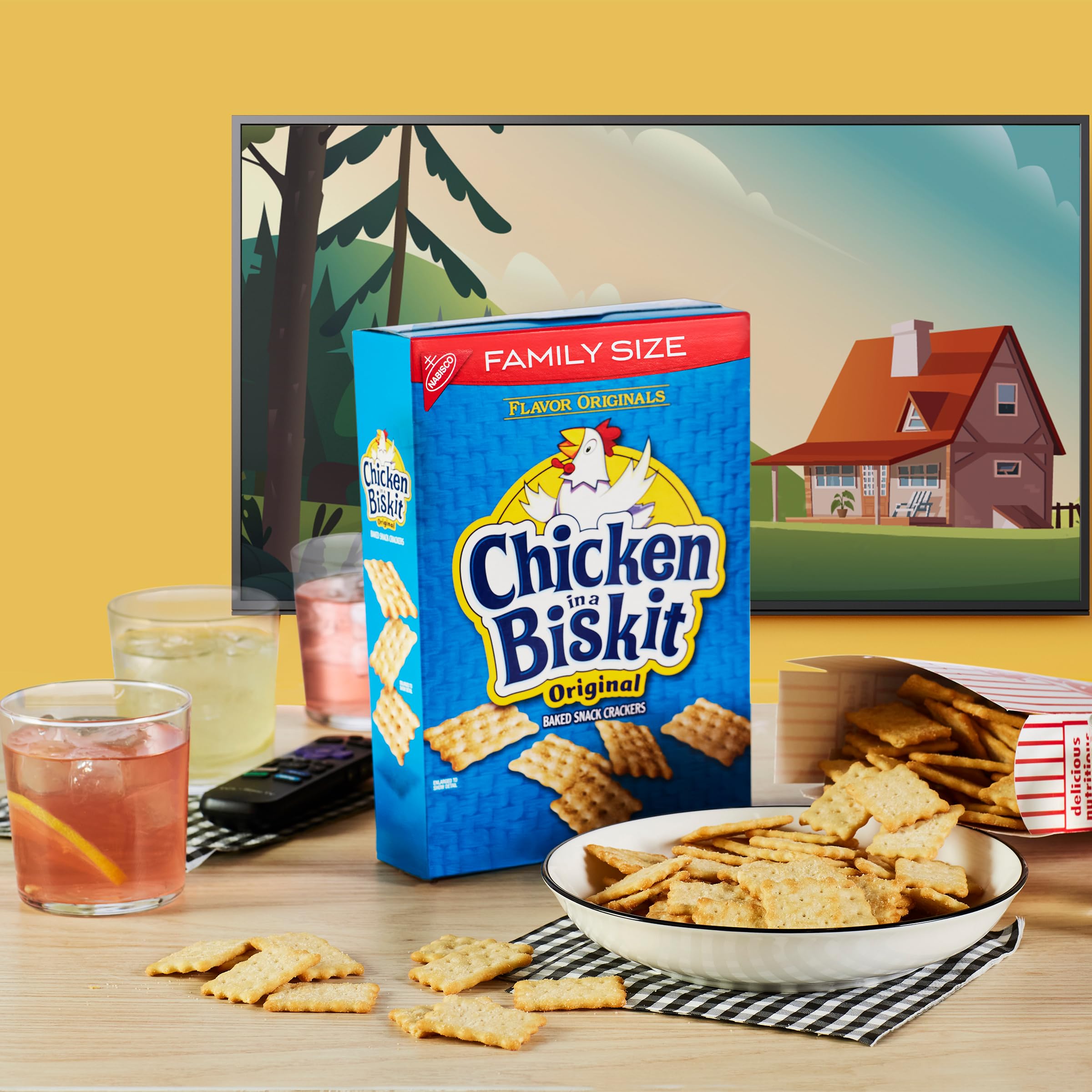 NABISCO CHICKEN IN A BISKIT at the office desk, easy after-work treat.