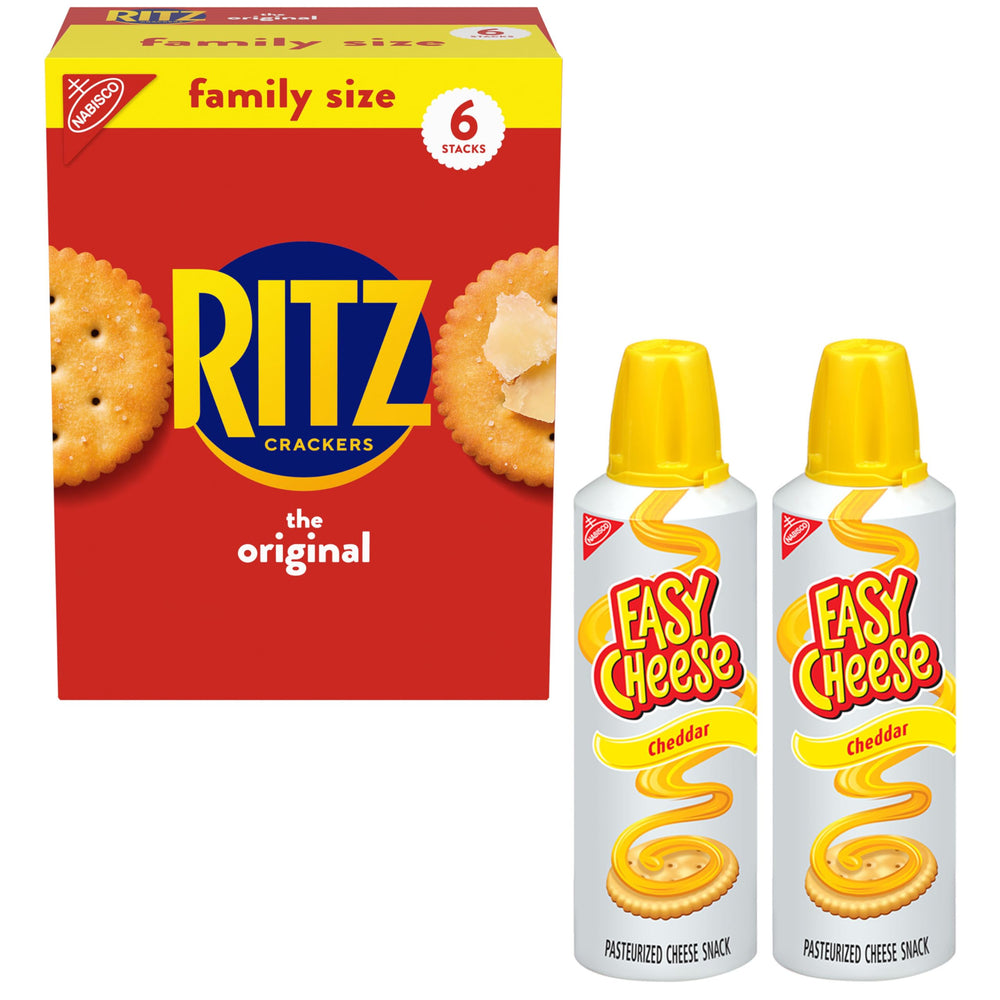 NABISCO RITZ crackers and Easy Cheese on a serving board for sharing.