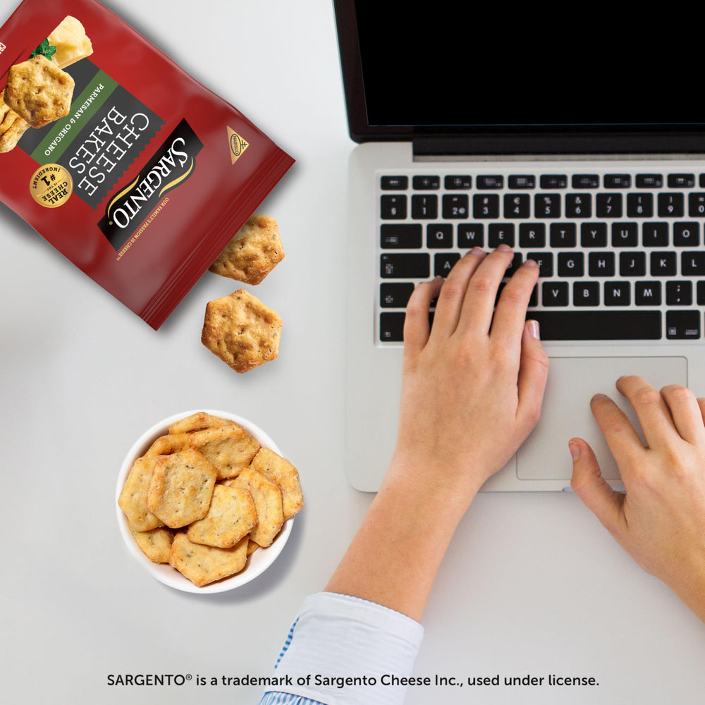 NABISCO Sargento Cheese Bakes crackers in a serving basket for gatherings.