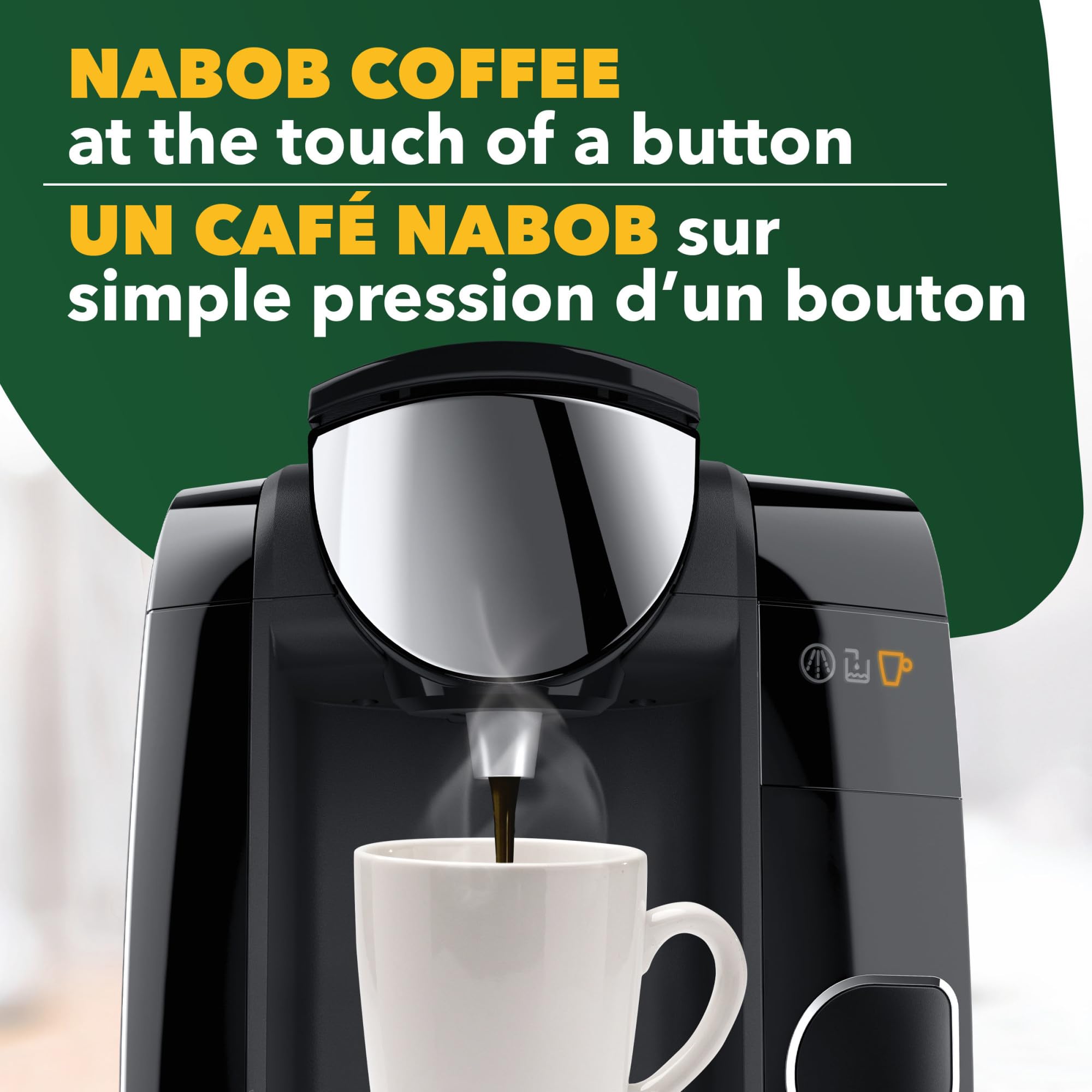 Elegant packaging image showing Nabob branding on Swiss Hazelnut discs for easy shelf display.
