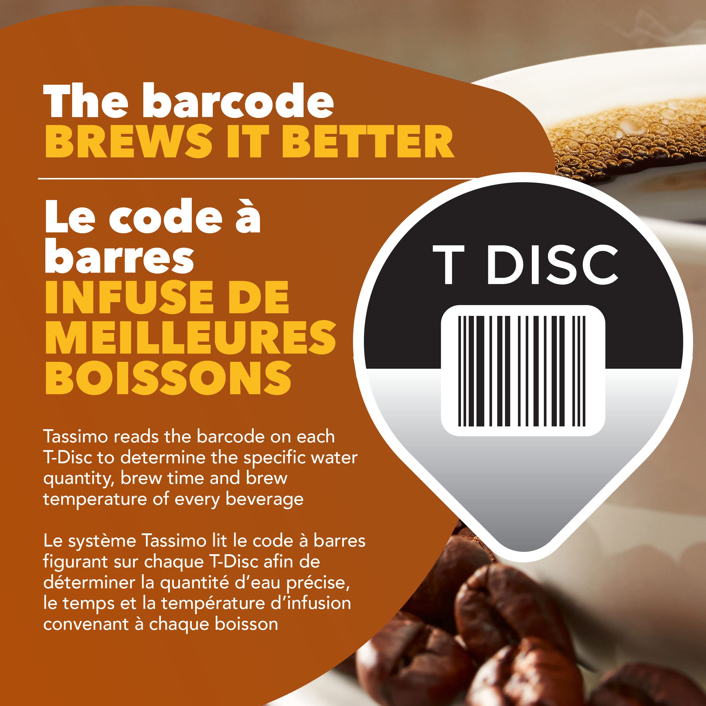 Cup being infused from a Nabob Tassimo disc with hazelnut sweetness.