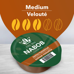 Nabob Swiss Hazelnut disc ready-to-brew for quick mornings.