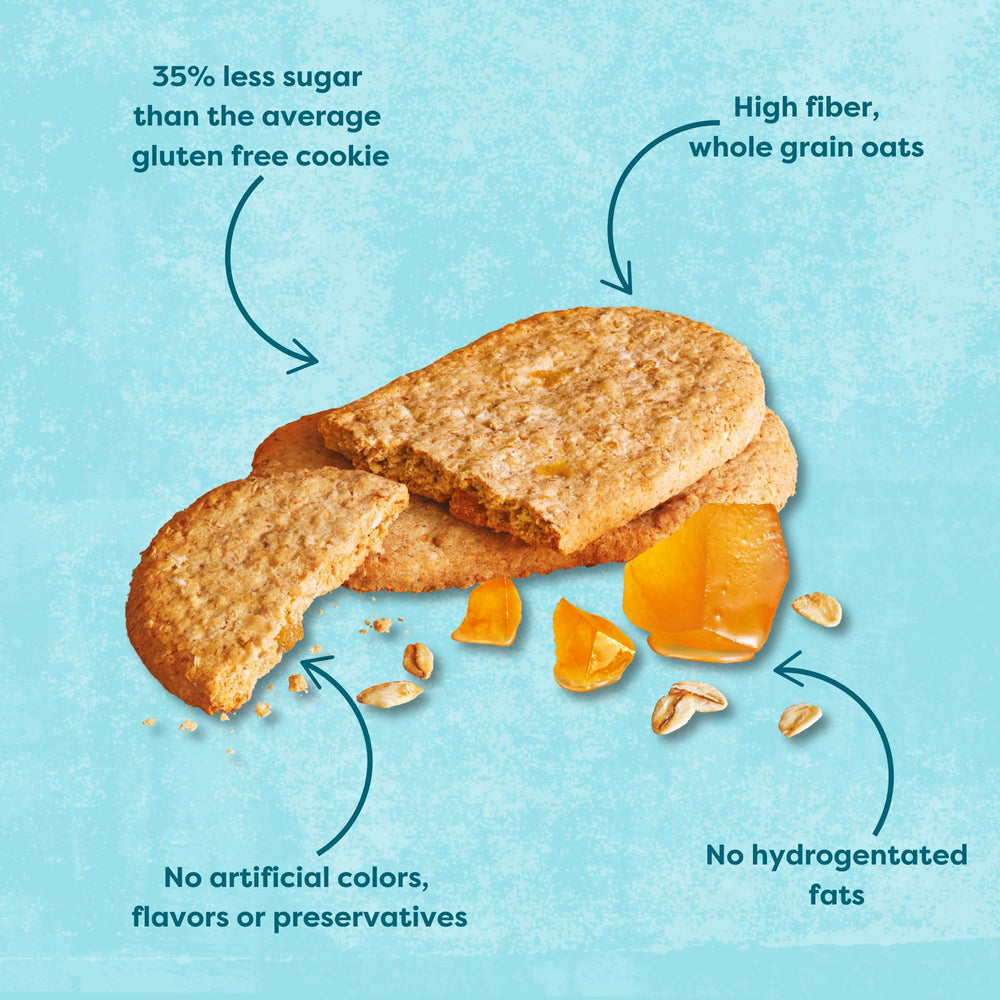 Ingredients label of Nairn's gluten-free stem ginger oat grahams emphasizes gluten-free oats